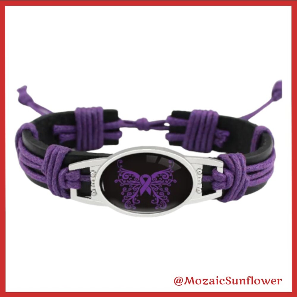 LUPUS FIBROMYALGIA SUEDED AND SMOOTH LEATHER ADJUSTABLE BRACELET NWT